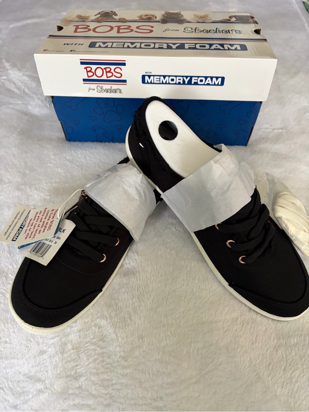 BOBS by Skechers Women’s Black Memory Foam Casual Sneakers